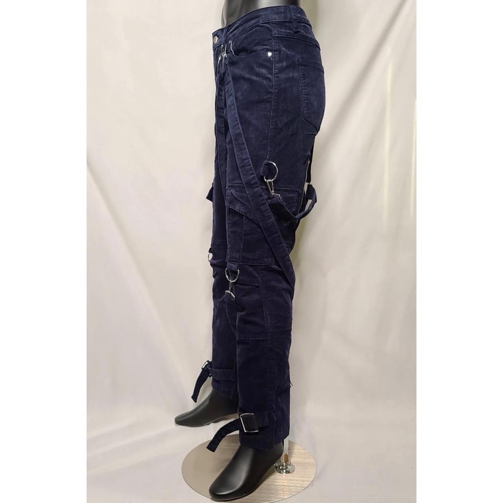 Free Agent Blue Corduroy Punk Bondage Pants Small Unisex Utility Cargo NWT - Picture 3 of 6